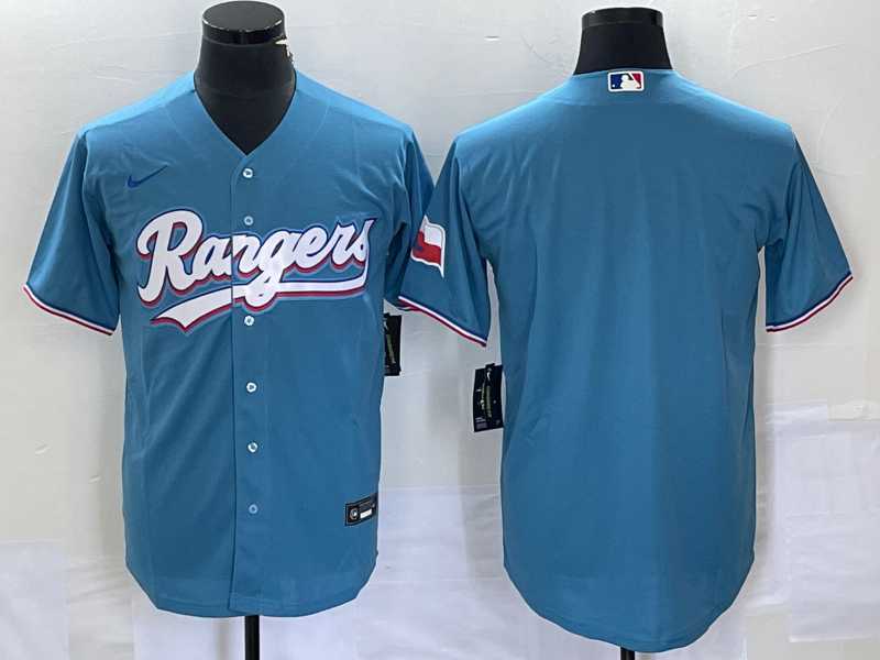 Men%27s Texas Rangers Blank Light Blue Stitched Cool Base Nike Jersey